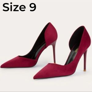 New Women Suede Stiletto Heeled Dorsay Pumps size 9 burgundy